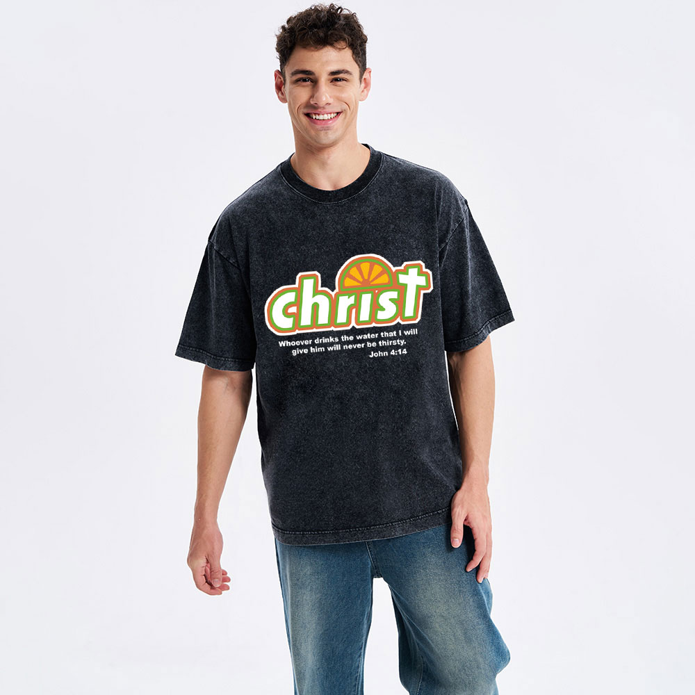 Whoever Drinks The Water Christian Washed T-Shirt