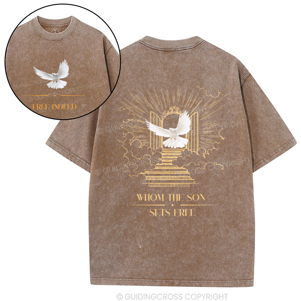 Whom The Sun Sets Free Christian Washed T-Shirt