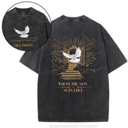 Whom The Sun Sets Free Christian Washed T-Shirt