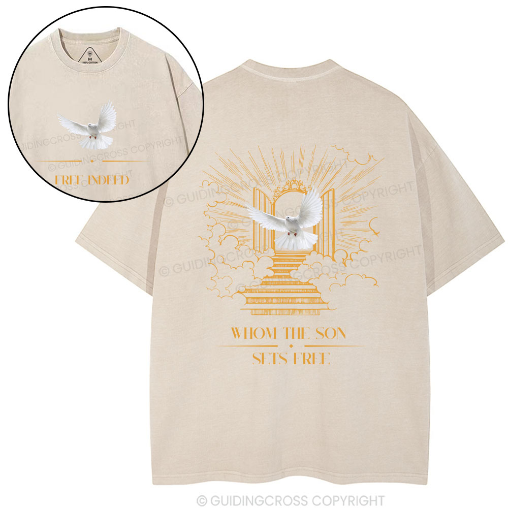 Whom The Sun Sets Free Christian Washed T-Shirt