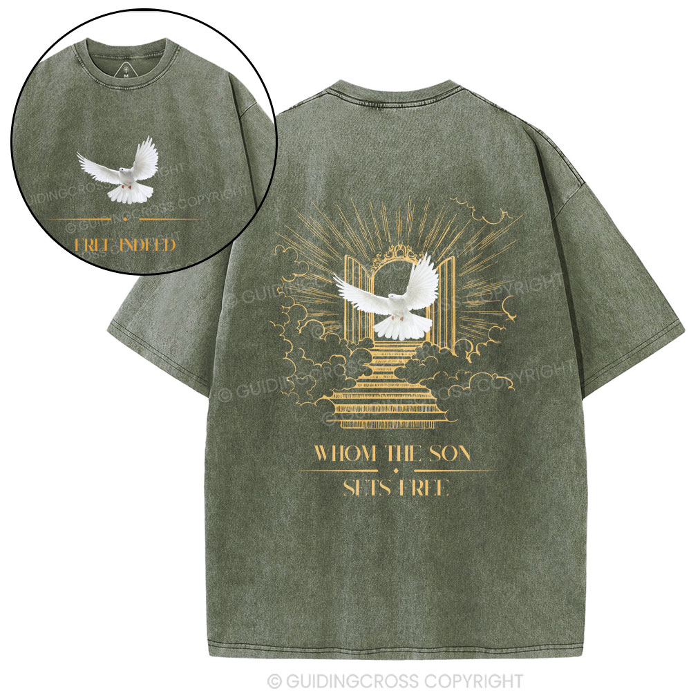 Whom The Sun Sets Free Christian Washed T-Shirt