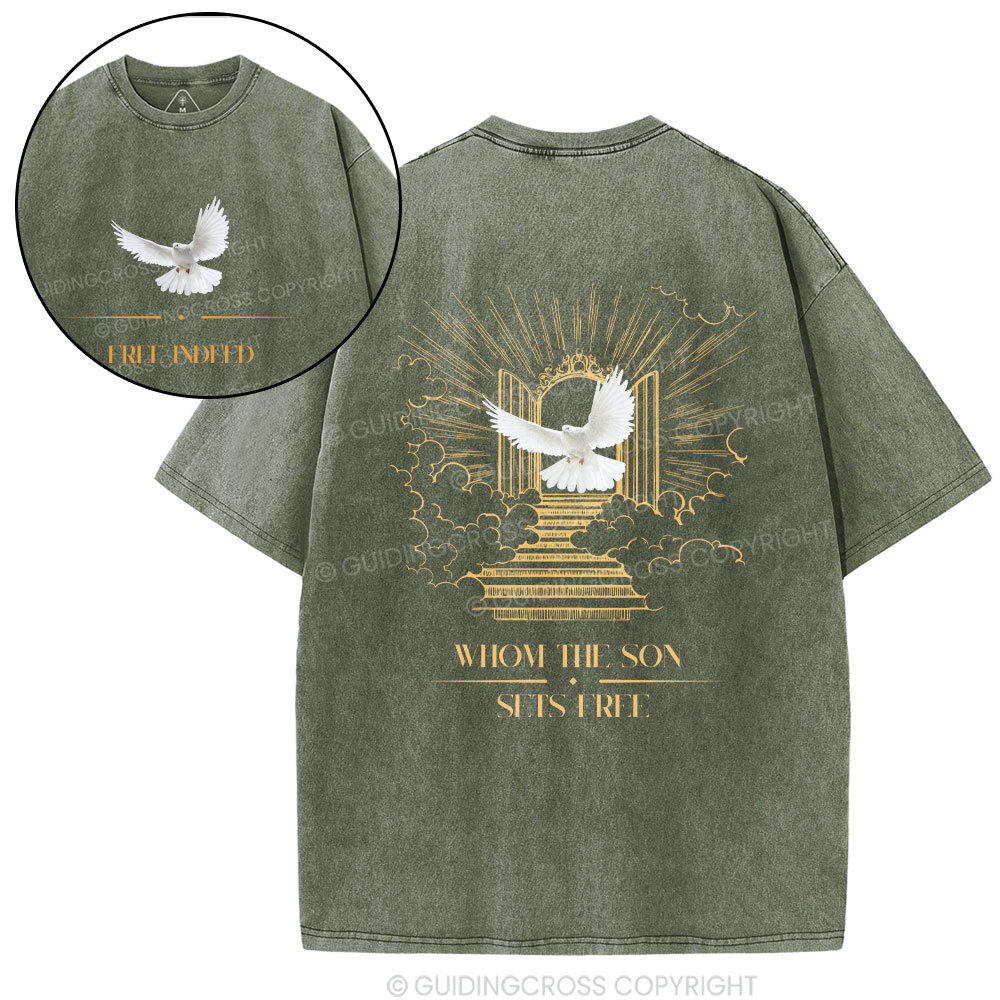 Whom The Sun Sets Free Christian Washed T-Shirt
