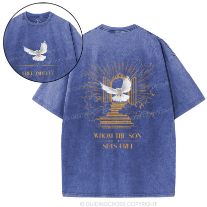 Whom The Sun Sets Free Christian Washed T-Shirt