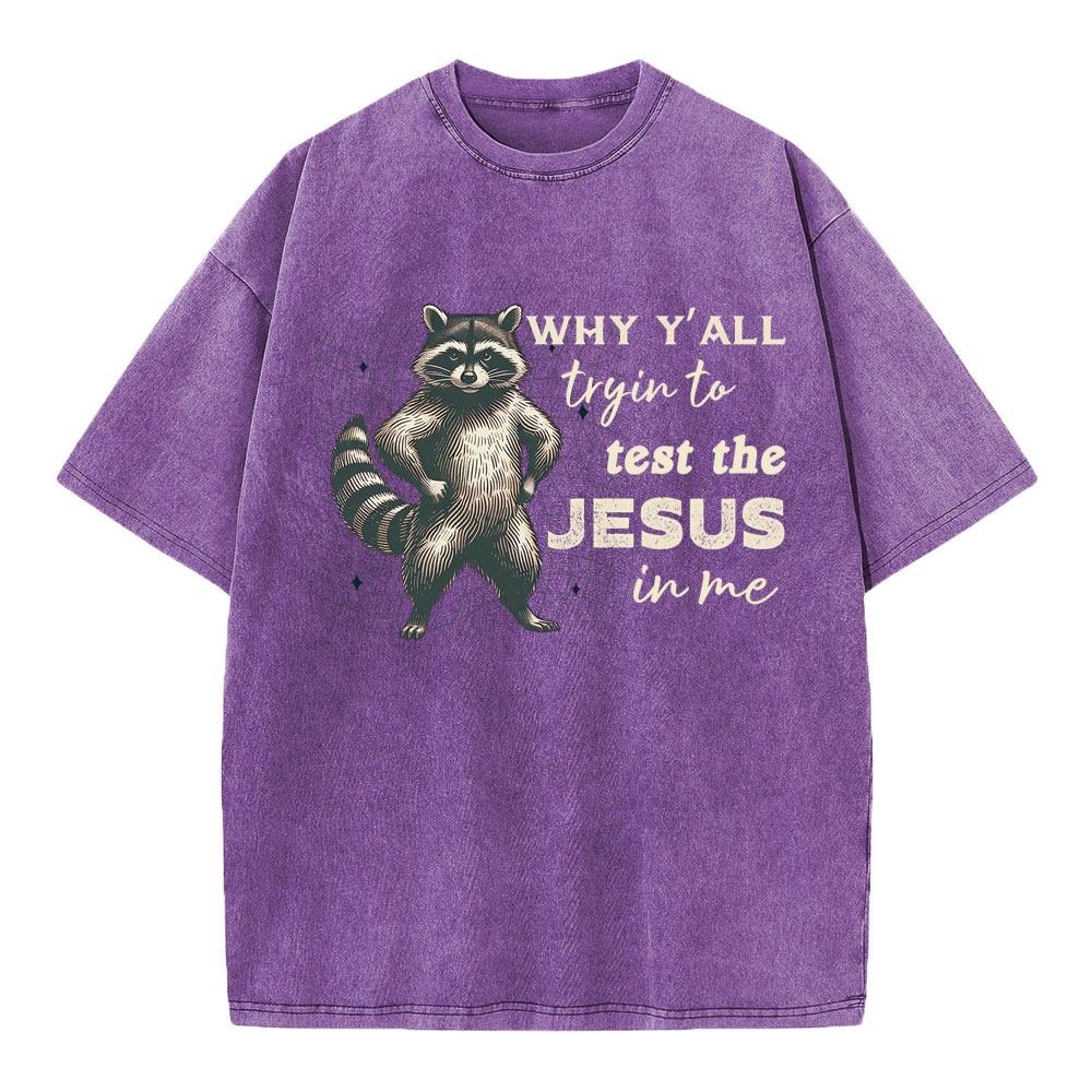 Why Y'all Trying To Test The Jesus In Me Christian Washed T-Shirt