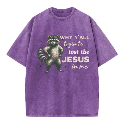 Why Y'all Trying To Test The Jesus In Me Christian Washed T-Shirt