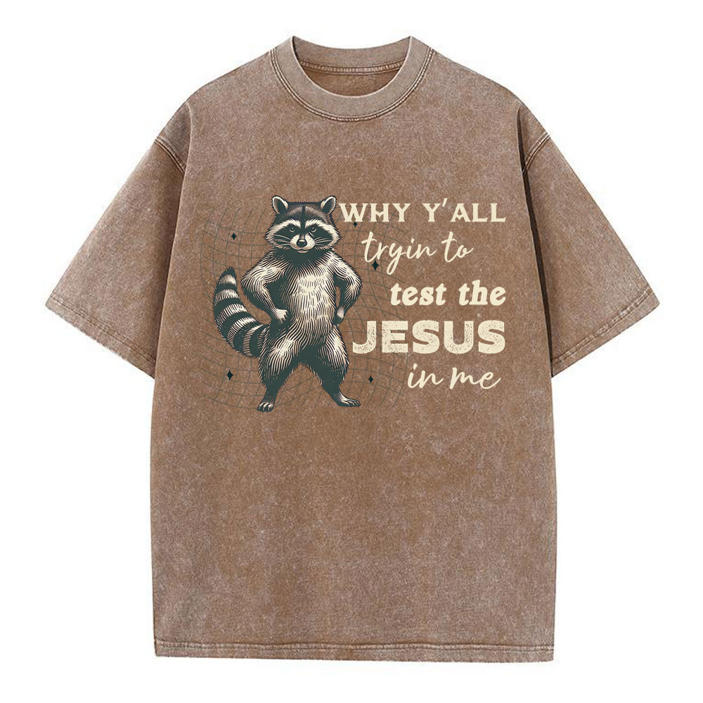 Why Y'all Trying To Test The Jesus In Me Christian Washed T-Shirt