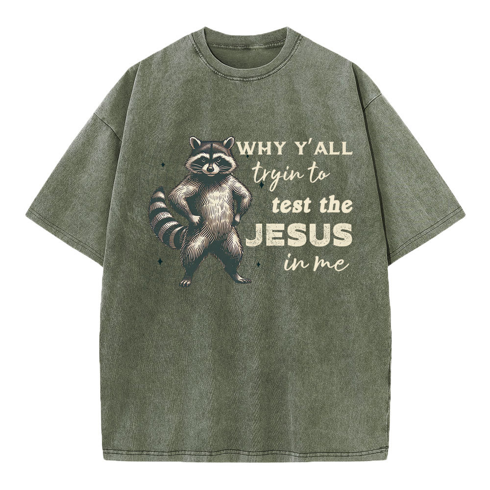 Why Y'all Trying To Test The Jesus In Me Christian Washed T-Shirt