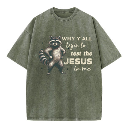 Why Y'all Trying To Test The Jesus In Me Christian Washed T-Shirt