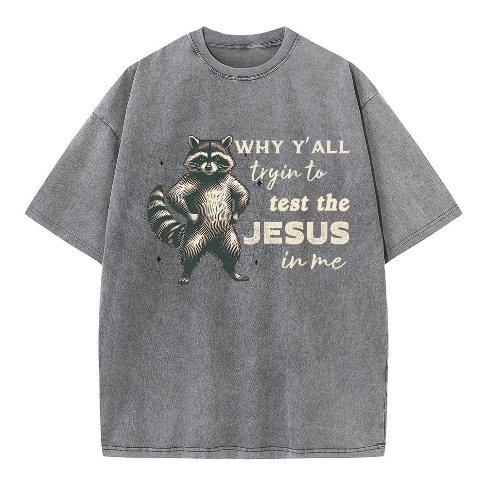 Why Y'all Trying To Test The Jesus In Me Christian Washed T-Shirt