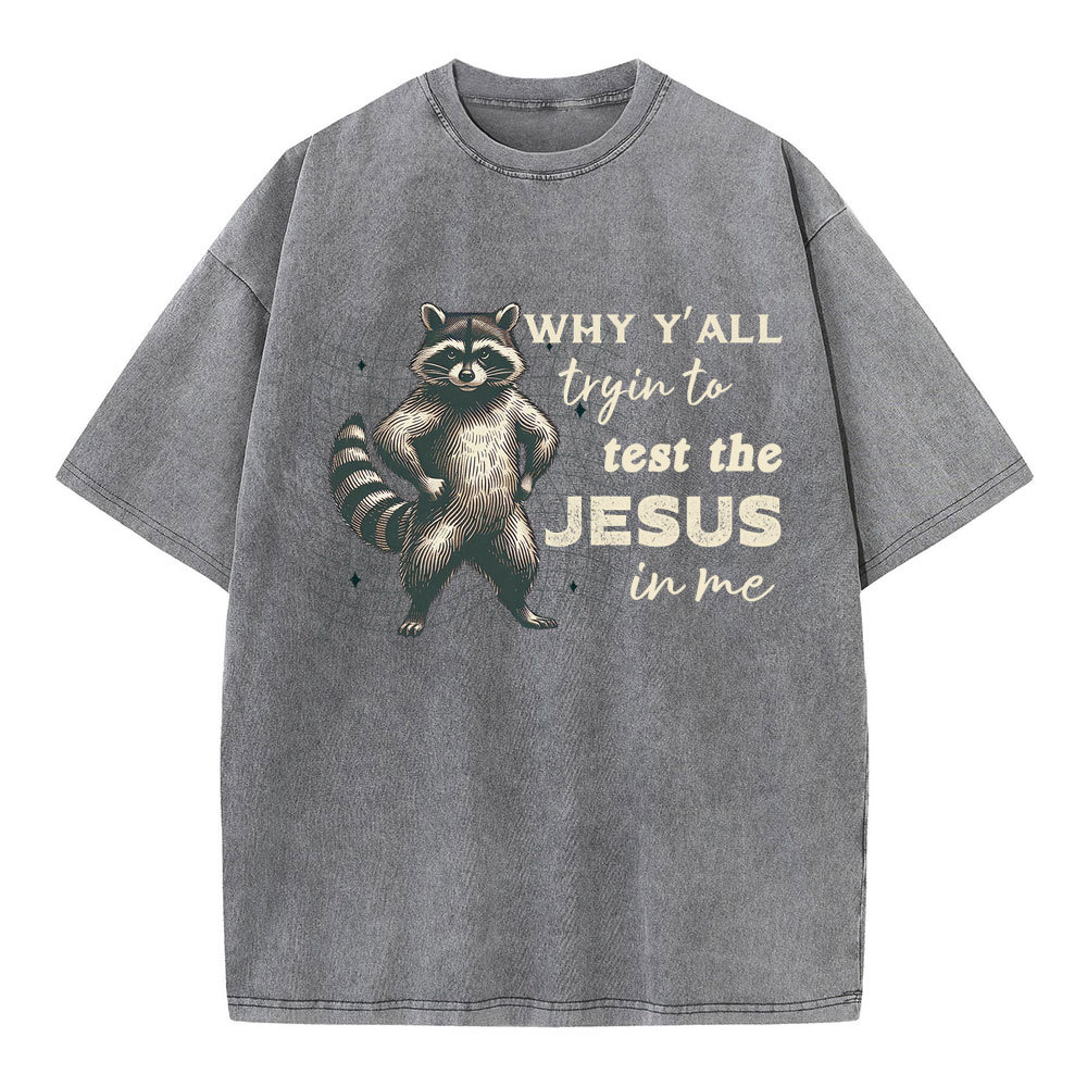 Why Y'all Trying To Test The Jesus In Me Christian Washed T-Shirt