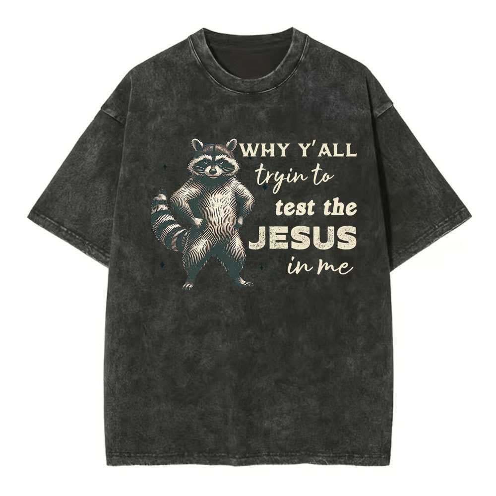Why Y'all Trying To Test The Jesus In Me Christian Washed T-Shirt