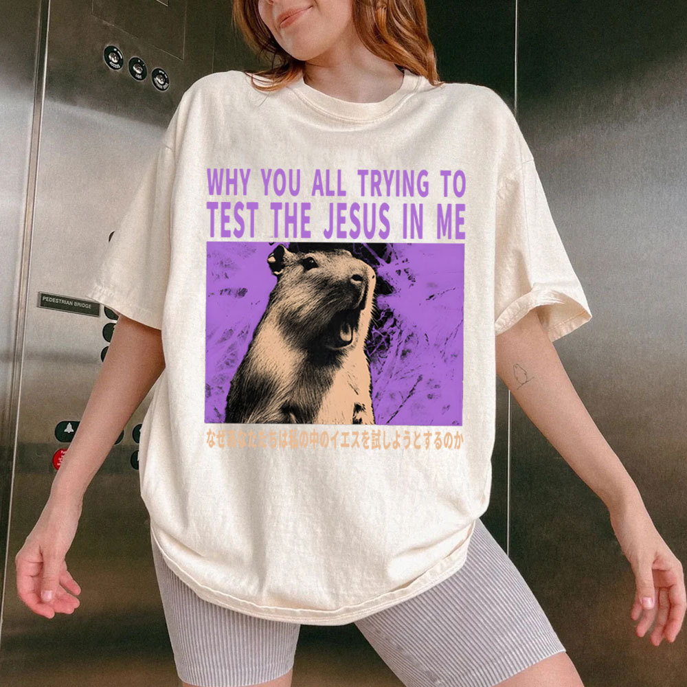 Why You All Trying To Test The Jesus In Me  Christian Washed T-Shirt