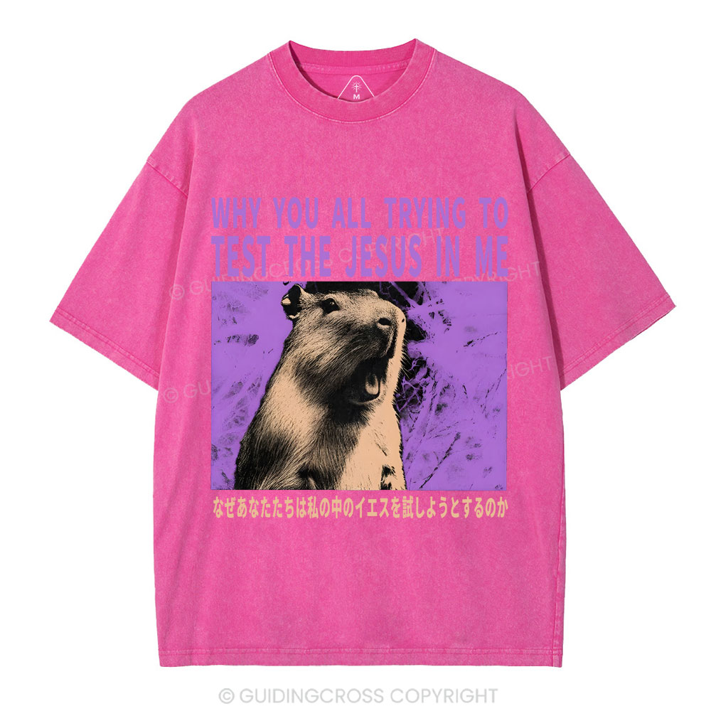 Why You All Trying To Test The Jesus In Me  Christian Washed T-Shirt