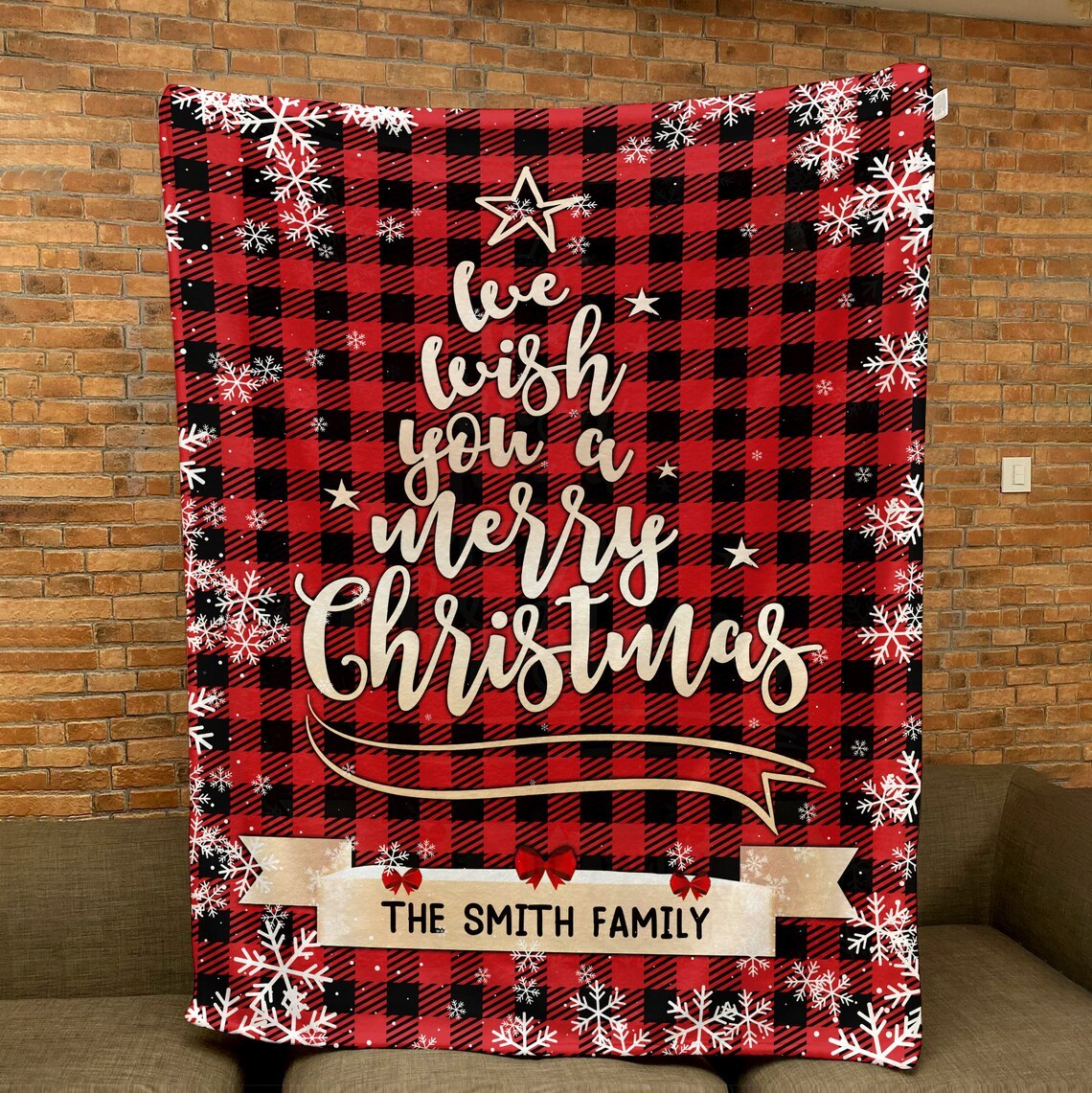 Wish You Merry Christmas Personalized Blanket 