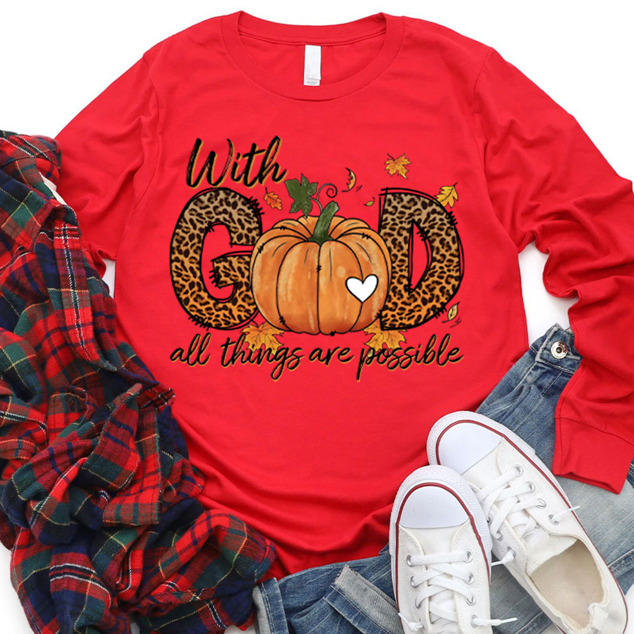 With God All Things Are Possible Christian Long Sleeve T-Shirt