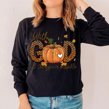 With God All Things Are Possible Christian Long Sleeve T-Shirt