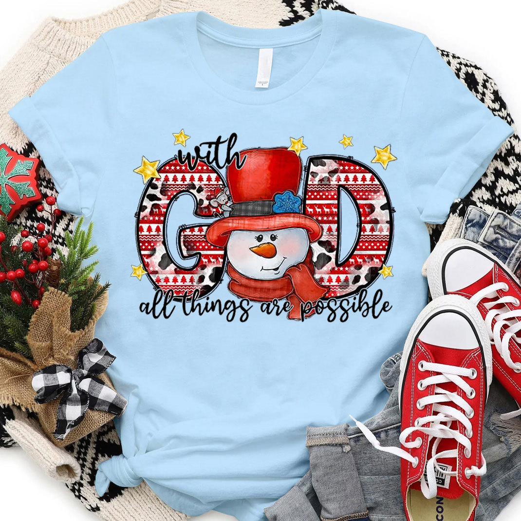 With God All Things Are Possible Christian Christmas T-Shirt 