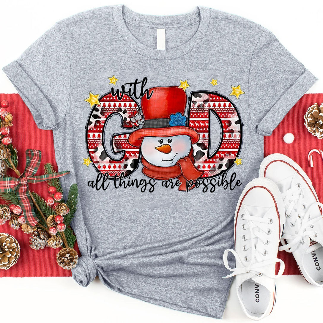 With God All Things Are Possible Christian Christmas T-Shirt 