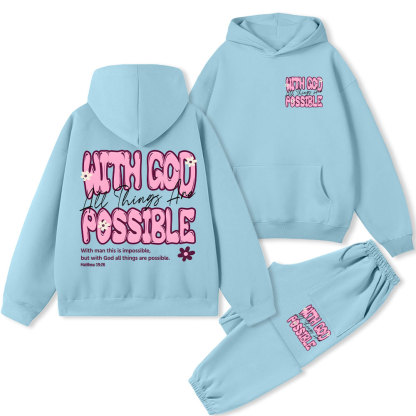 With God All Things Are Possible Christian Fleece Hoodie Set