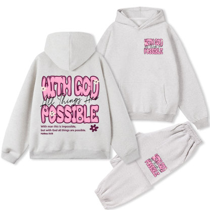 With God All Things Are Possible Christian Fleece Hoodie Set