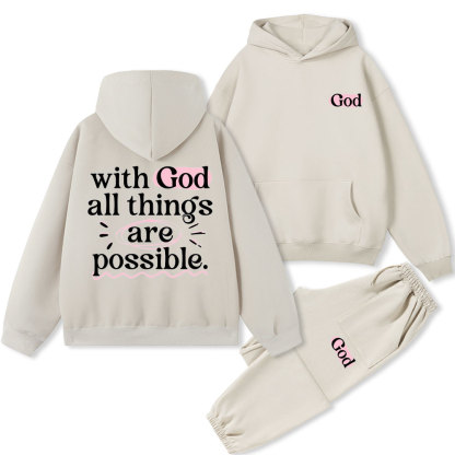 With God All Things Are Possible Christian Fleece Hoodie Set