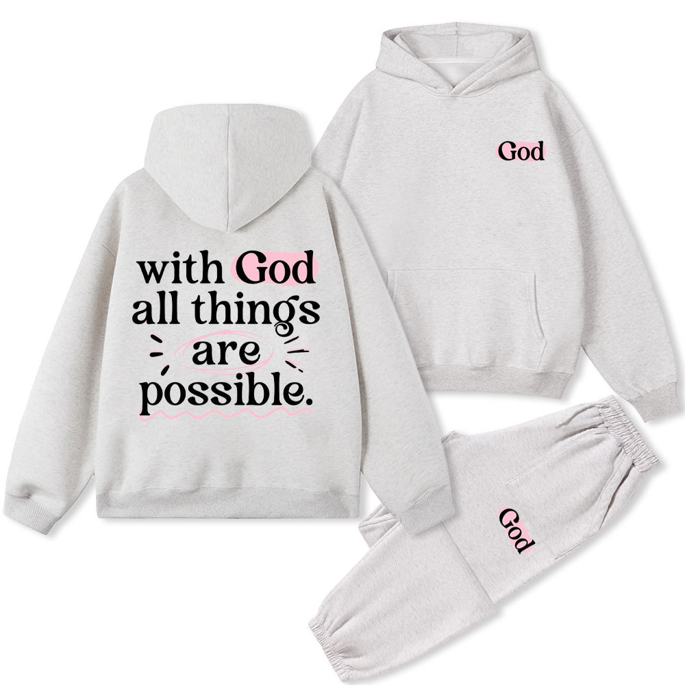 With God All Things Are Possible Christian Fleece Hoodie Set