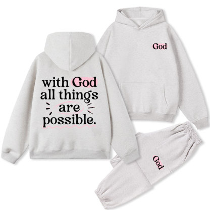With God All Things Are Possible Christian Fleece Hoodie Set