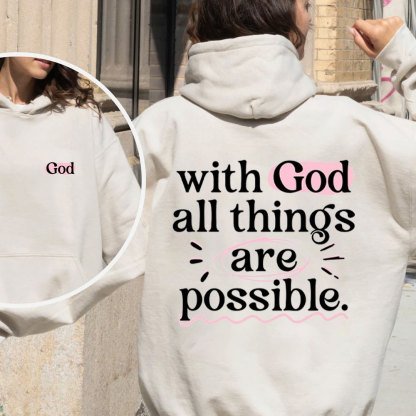 With God All Things Are Possible Christian Fleece Hoodie Set