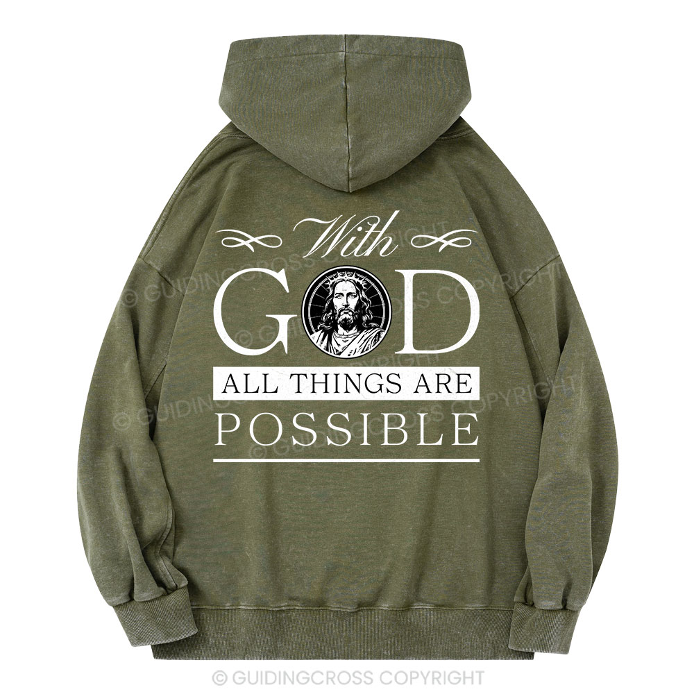 With God All Things Are Possible Christian Washed Hoodie