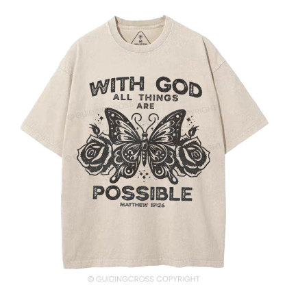 With God All Things Are Possible Christian Washed T-Shirt