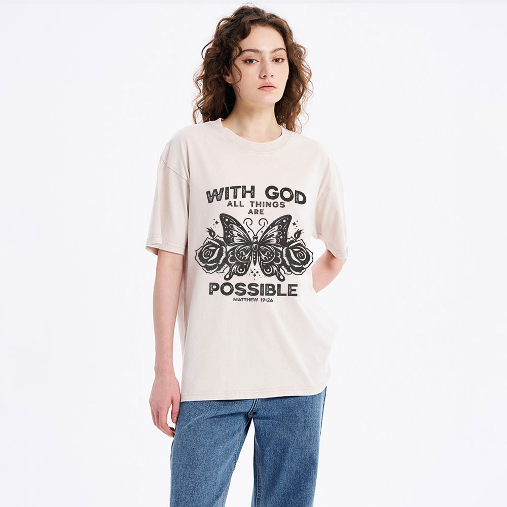 With God All Things Are Possible Christian Washed T-Shirt