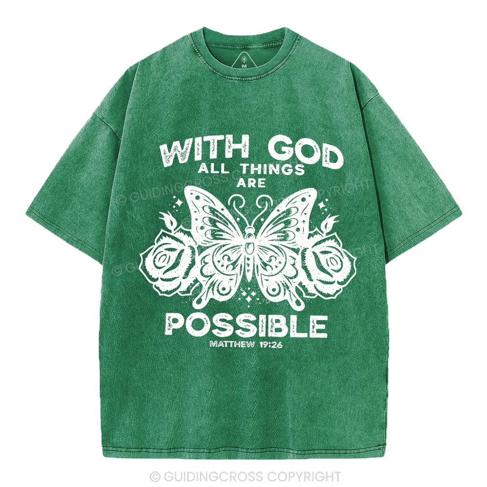 With God All Things Are Possible Christian Washed T-Shirt