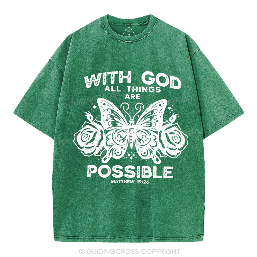 With God All Things Are Possible Christian Washed T-Shirt