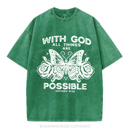 With God All Things Are Possible Christian Washed T-Shirt