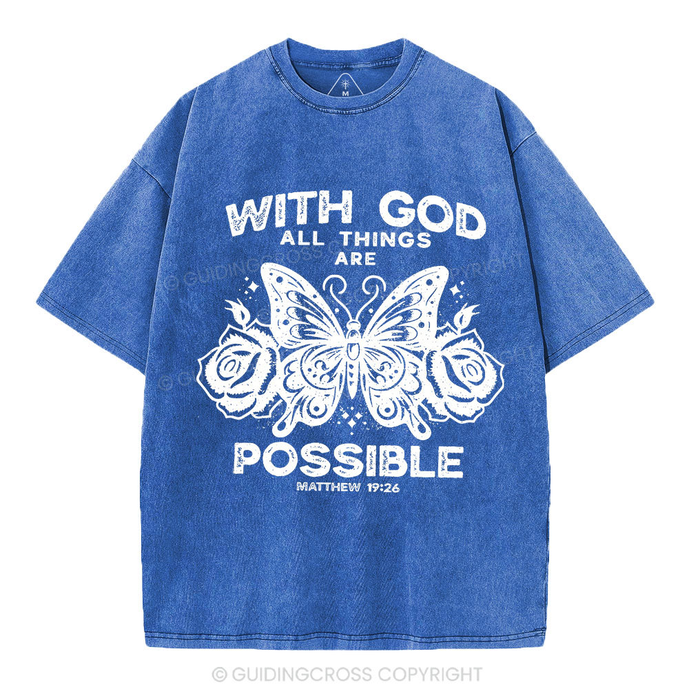 With God All Things Are Possible Christian Washed T-Shirt