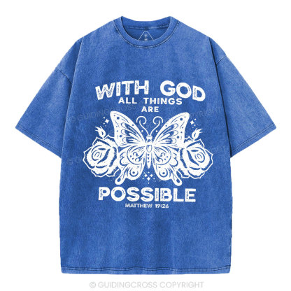 With God All Things Are Possible Christian Washed T-Shirt
