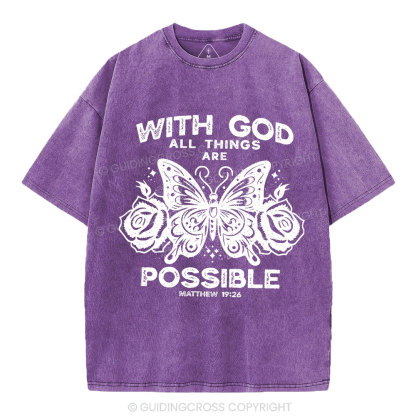 With God All Things Are Possible Christian Washed T-Shirt