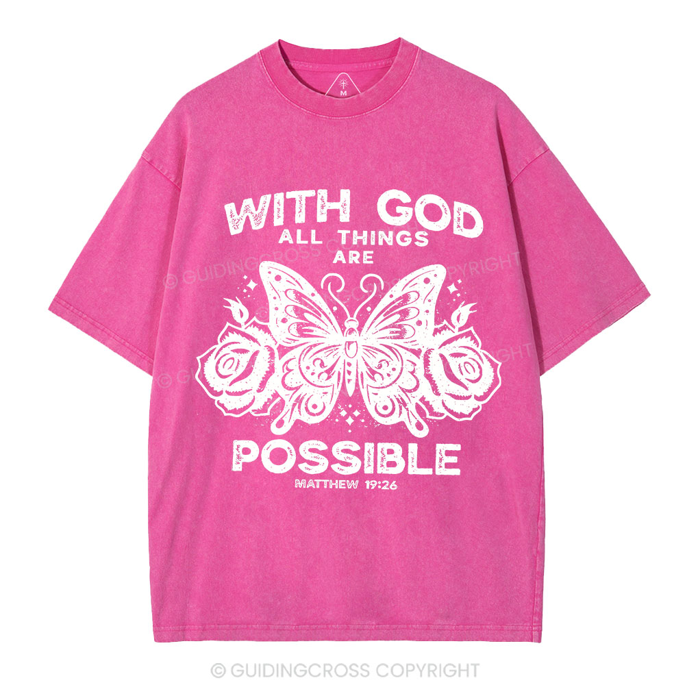 With God All Things Are Possible Christian Washed T-Shirt