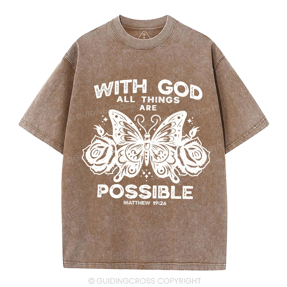With God All Things Are Possible Christian Washed T-Shirt