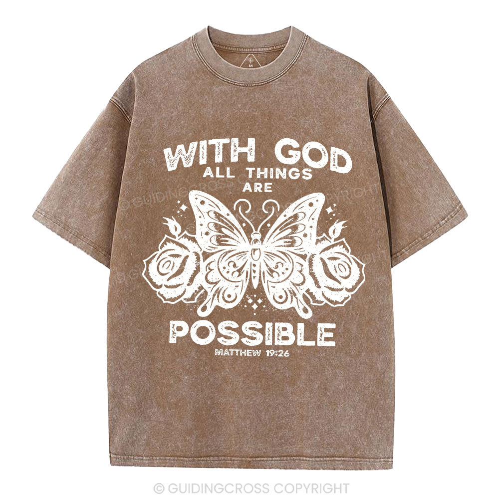 With God All Things Are Possible Christian Washed T-Shirt