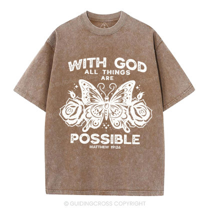 With God All Things Are Possible Christian Washed T-Shirt