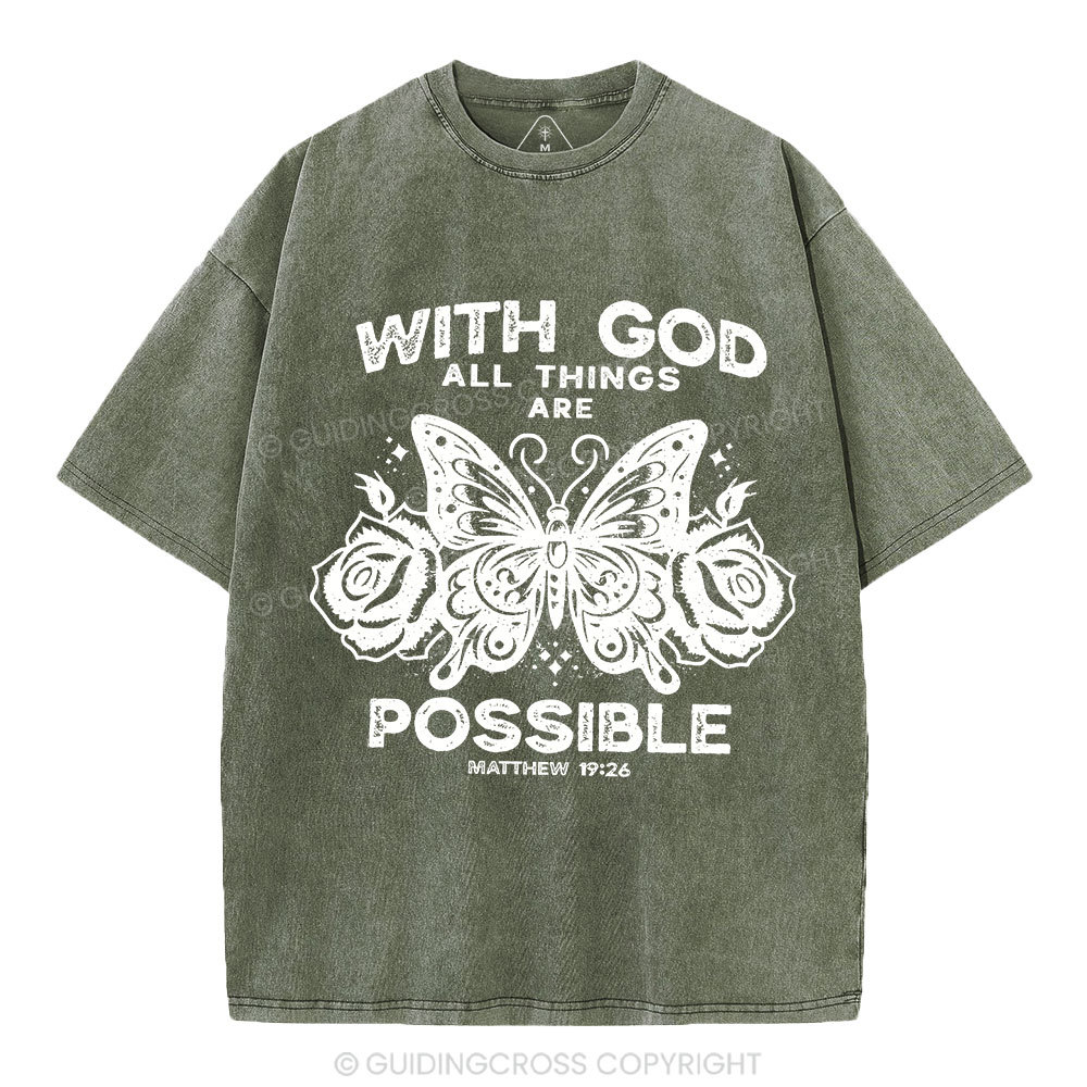 With God All Things Are Possible Christian Washed T-Shirt