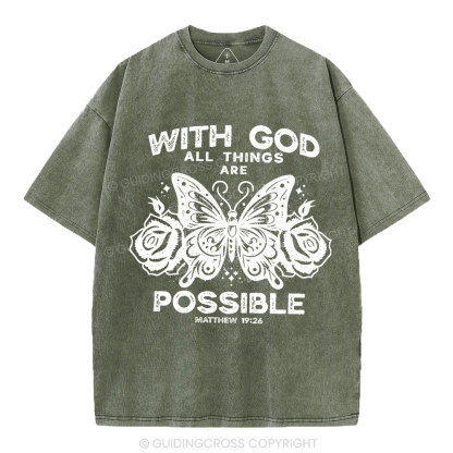 With God All Things Are Possible Christian Washed T-Shirt