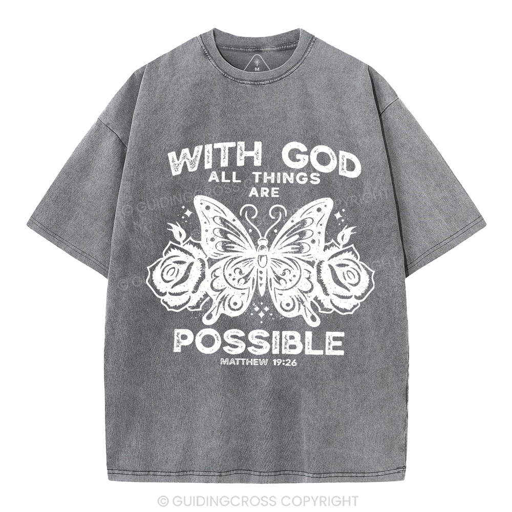 With God All Things Are Possible Christian Washed T-Shirt