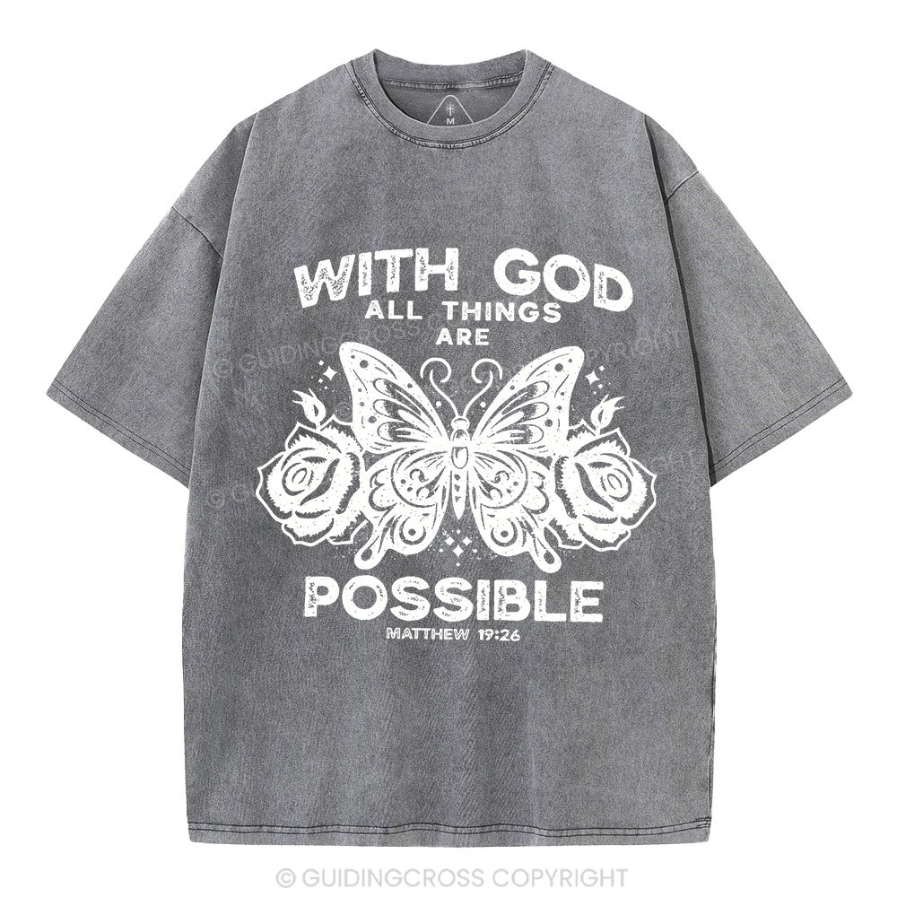 With God All Things Are Possible Christian Washed T-Shirt