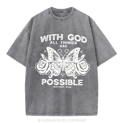 With God All Things Are Possible Christian Washed T-Shirt