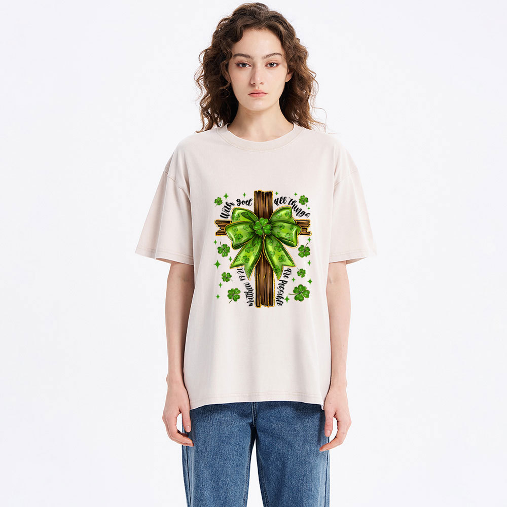 With God All Things Are Possible Christian Washed T-Shirt