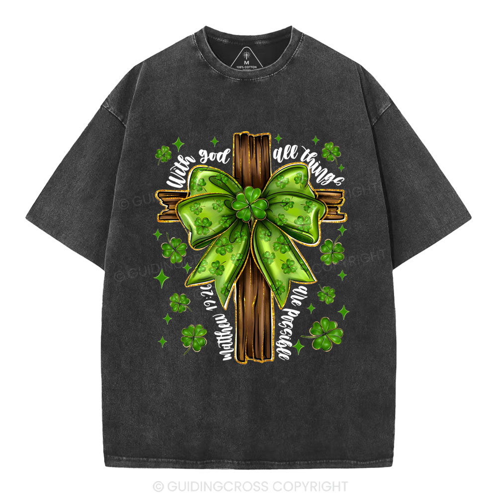 With God All Things Are Possible Christian Washed T-Shirt