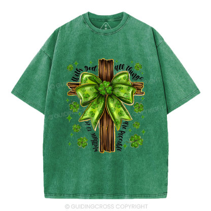 With God All Things Are Possible Christian Washed T-Shirt