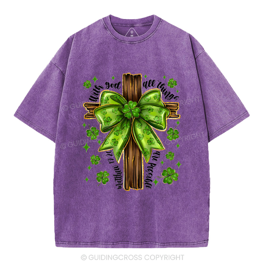 With God All Things Are Possible Christian Washed T-Shirt